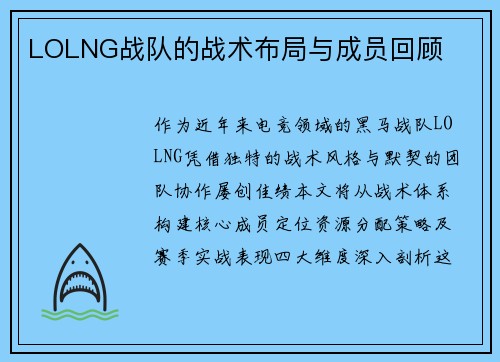 LOLNG战队的战术布局与成员回顾